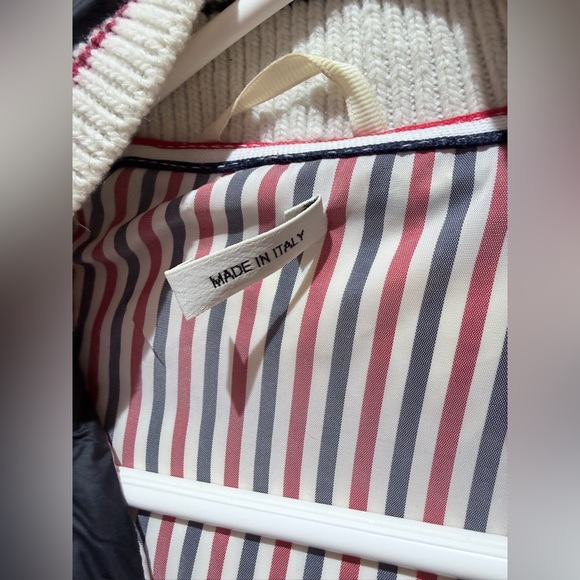 Thom Browne Black Puffer Jacket with White Stripes - Picture 2 of 6